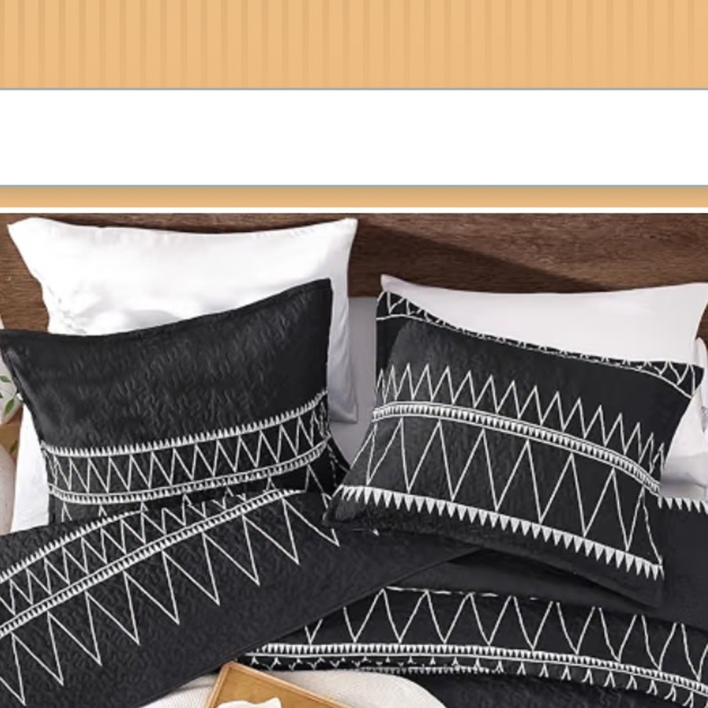 Andency Boho Tribal black and white quilted pillow shams set of two geometric